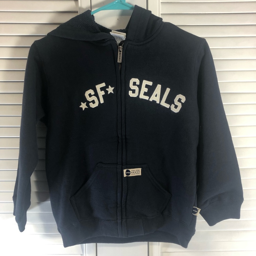 Blue marlin size 7 vintage blue zip up hoodie sf seals nwot